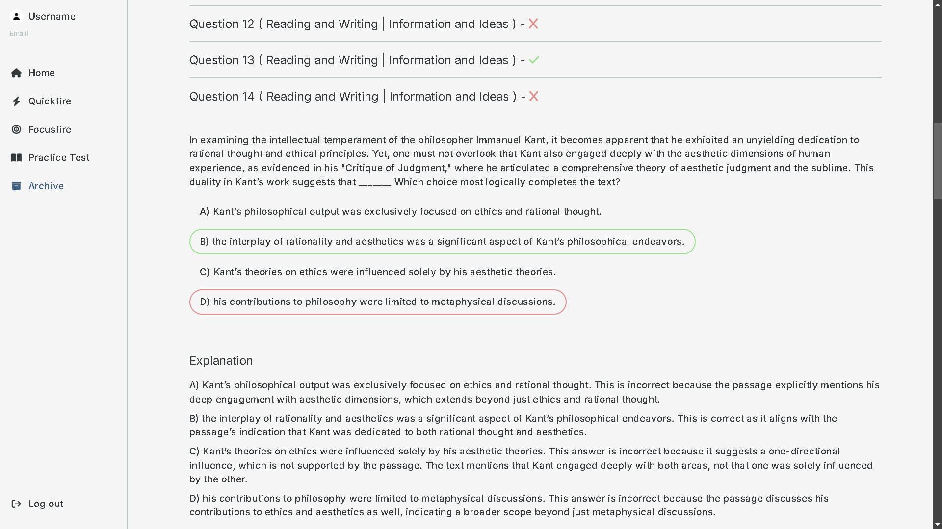 SAT Summit personalized SAT practice practice test score breakdown